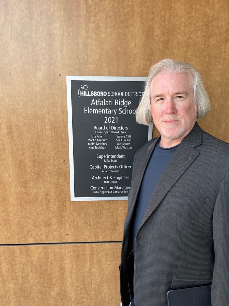 Mark Watson with Hillsboro School District plaque